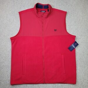 Chaps Full Zip Vest Mens XL Red Fleece Mock Neck Sleeveless Golf 839K18 NEW